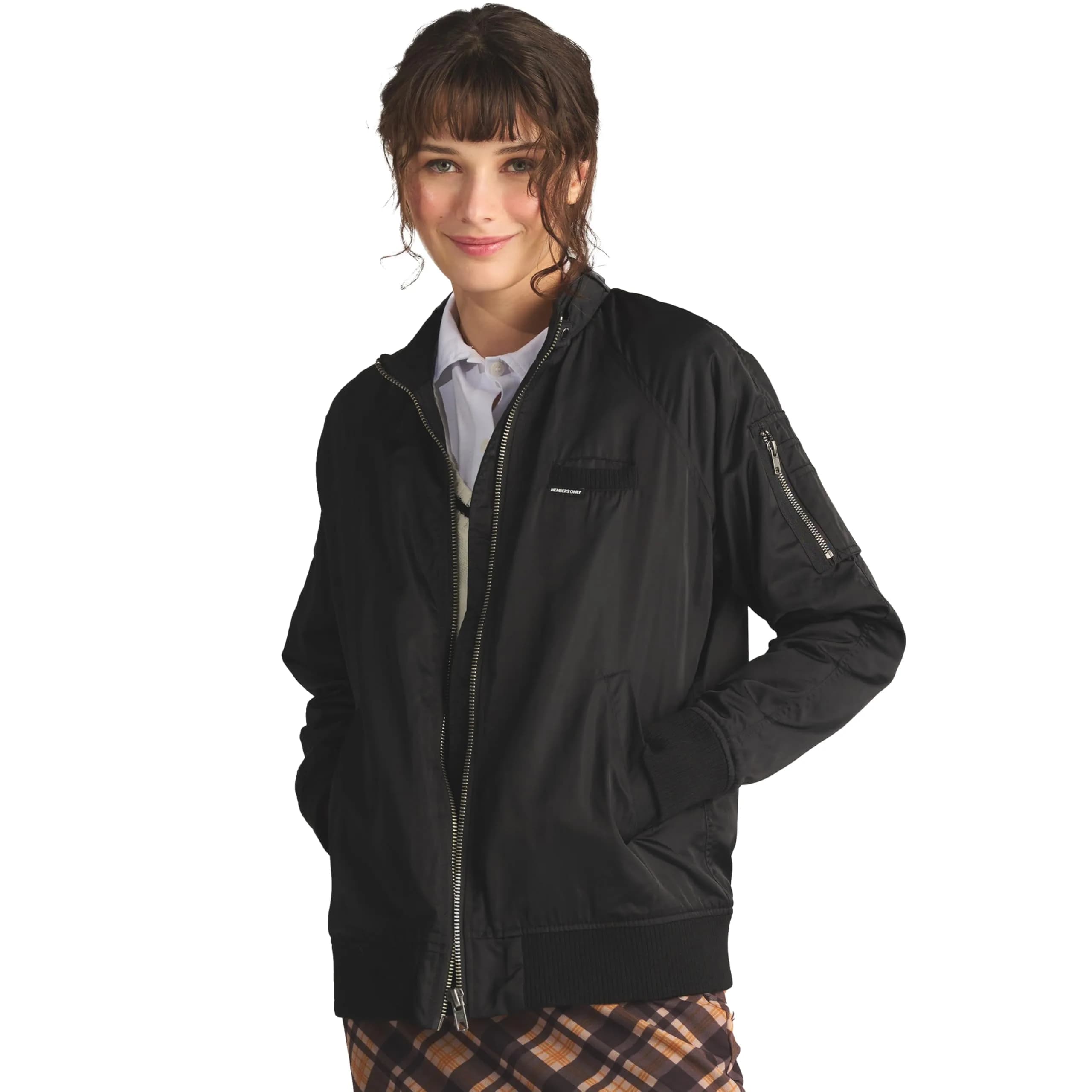 Members Only Iconic Boyfriend Jacket for Women with Satin Finish (Black, Medium) | Stylish, Durable & Easy to Maintain