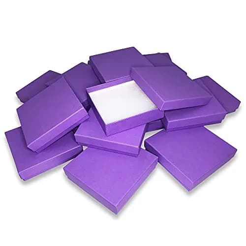 888 Display Purple Cotton Filled Jewelry Boxes 15-Pack 8.9cm x 8.9cm x 2.2cm | Ideal for Gifting & Display thumbnail 6