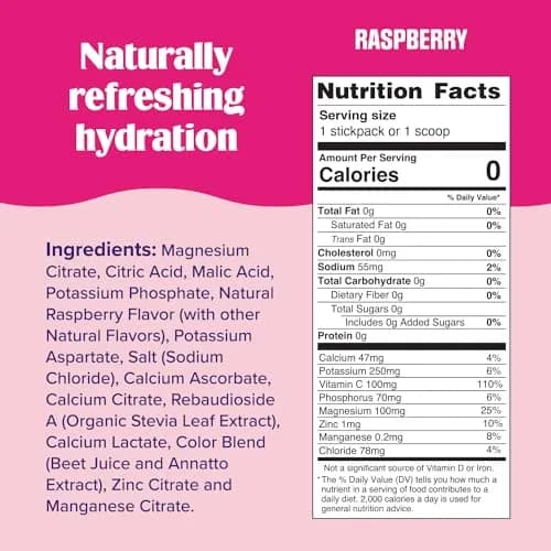 Ultima Replenisher Raspberry Electrolytes Powder 3.2oz (91g) | Hydration with 6 Electrolytes & Minerals thumbnail 3