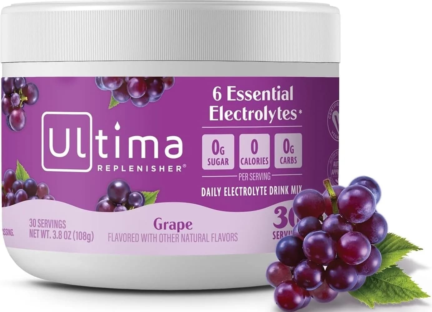 Ultima Replenisher Lemonade Electrolytes Powder 3.7 oz (105 g) | Zero Sugar Hydration — Grape