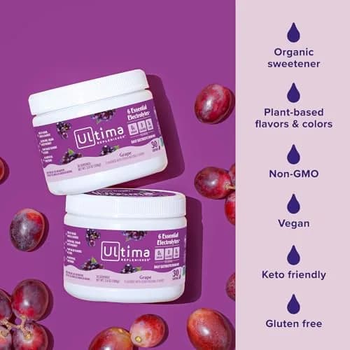 Ultima Replenisher Grape Electrolytes Powder 3.8 oz (108 g) | Zero Sugar Hydration with 6 Key Electrolytes thumbnail 5