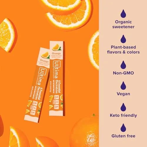 Ultima Replenisher Orange Electrolyte Powder Stickpacks 3.5g (0.12 oz) | 6 Electrolytes + Minerals for Daily Hydration thumbnail 4