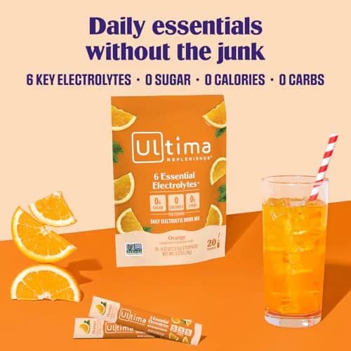 Ultima Replenisher Orange Electrolyte Powder Stickpacks 3.5g (0.12 oz) | 6 Electrolytes + Minerals for Daily Hydration thumbnail 2