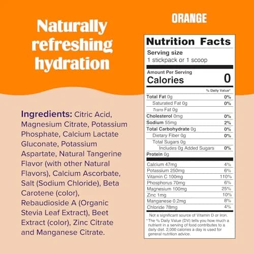 Ultima Replenisher Orange Electrolyte Powder Stickpacks 3.5g (0.12 oz) | 6 Electrolytes + Minerals for Daily Hydration thumbnail 3