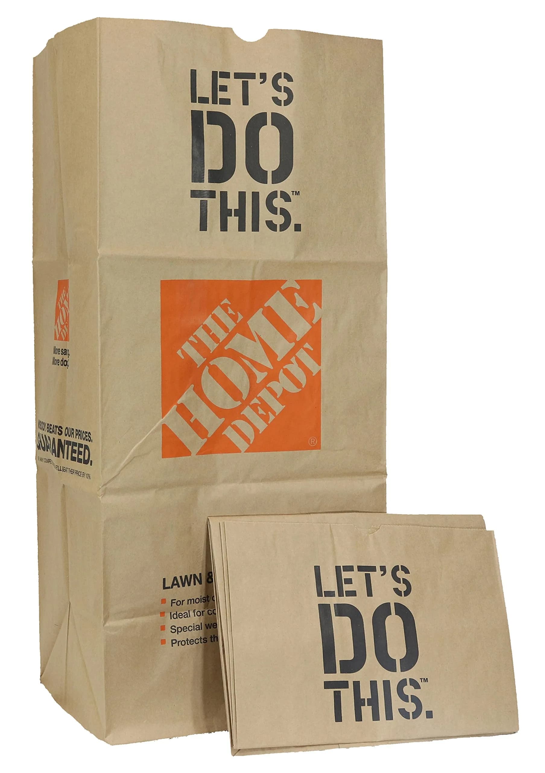 Home Depot Heavy Duty Brown Paper Lawn & Refuse Bags 30 Gallon | Biodegradable, Tear-Resistant (15 Lawn Bags)
