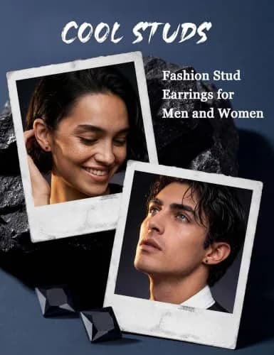 Jstyle Black Plated Stud Earring for Men 4mm Cubic Zirconia | Stylish Unisex Jewelry thumbnail 5