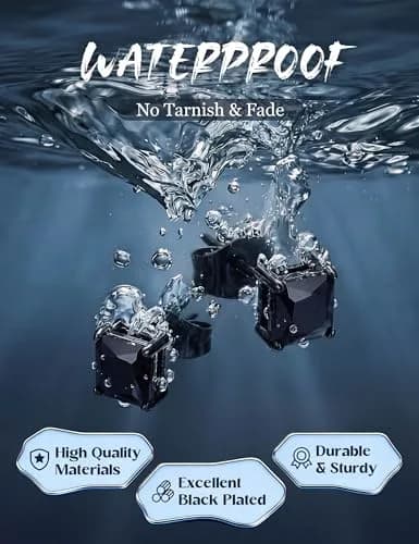 Jstyle Black Plated Stud Earring for Men 4mm Cubic Zirconia | Stylish Unisex Jewelry thumbnail 3