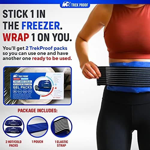 TrekProof Ice Packs for Injuries Reusable 3 Piece Set | Hot & Cold Gel Wrap Support for Recovery & Pain Relief thumbnail 3