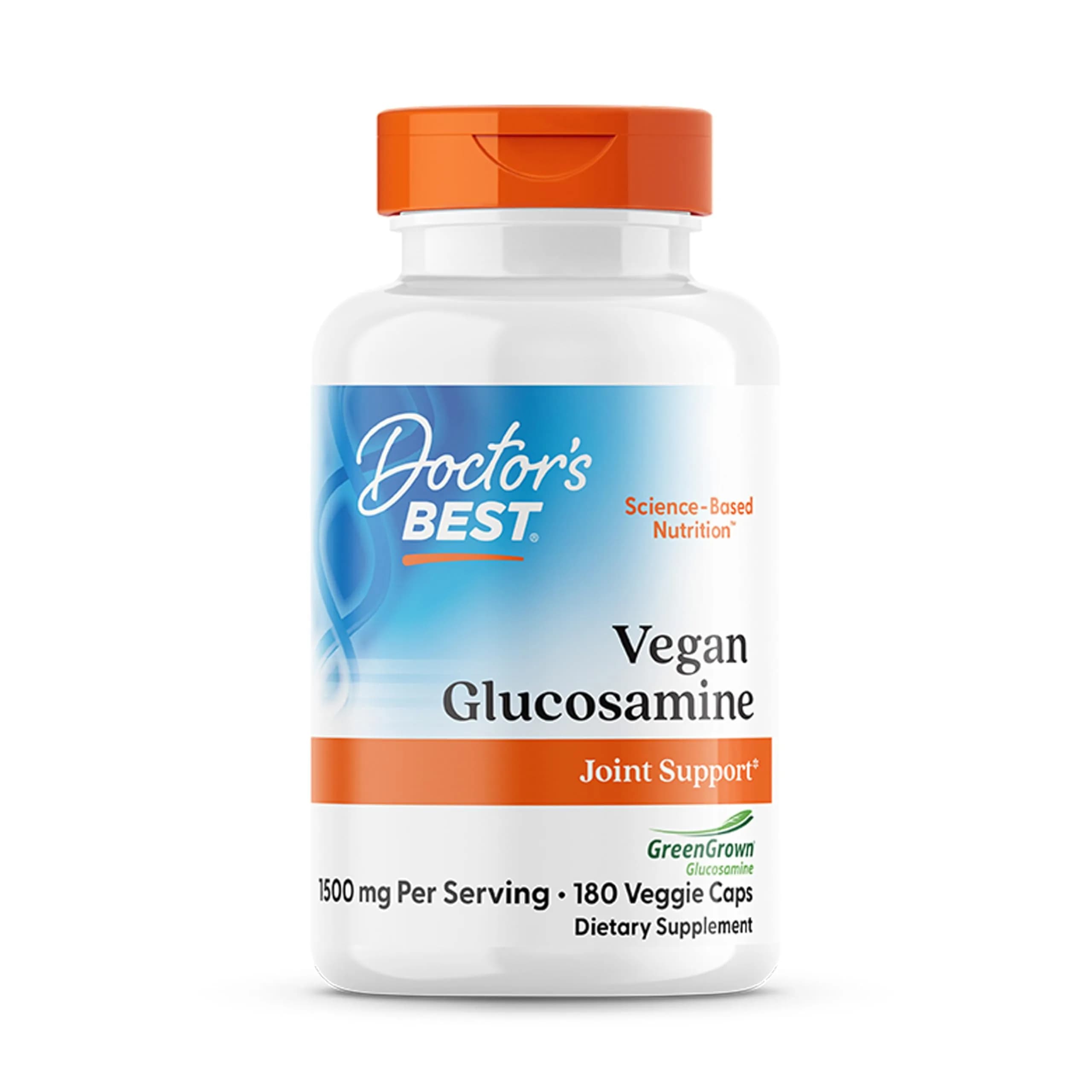 Doctor's BEST Vegan Glucosamine Supplement 1500mg | Joint Health Support for Adults, Gluten Free, Non GMO, Vegetarian/Vegan - 180 Veg Caps - main product image