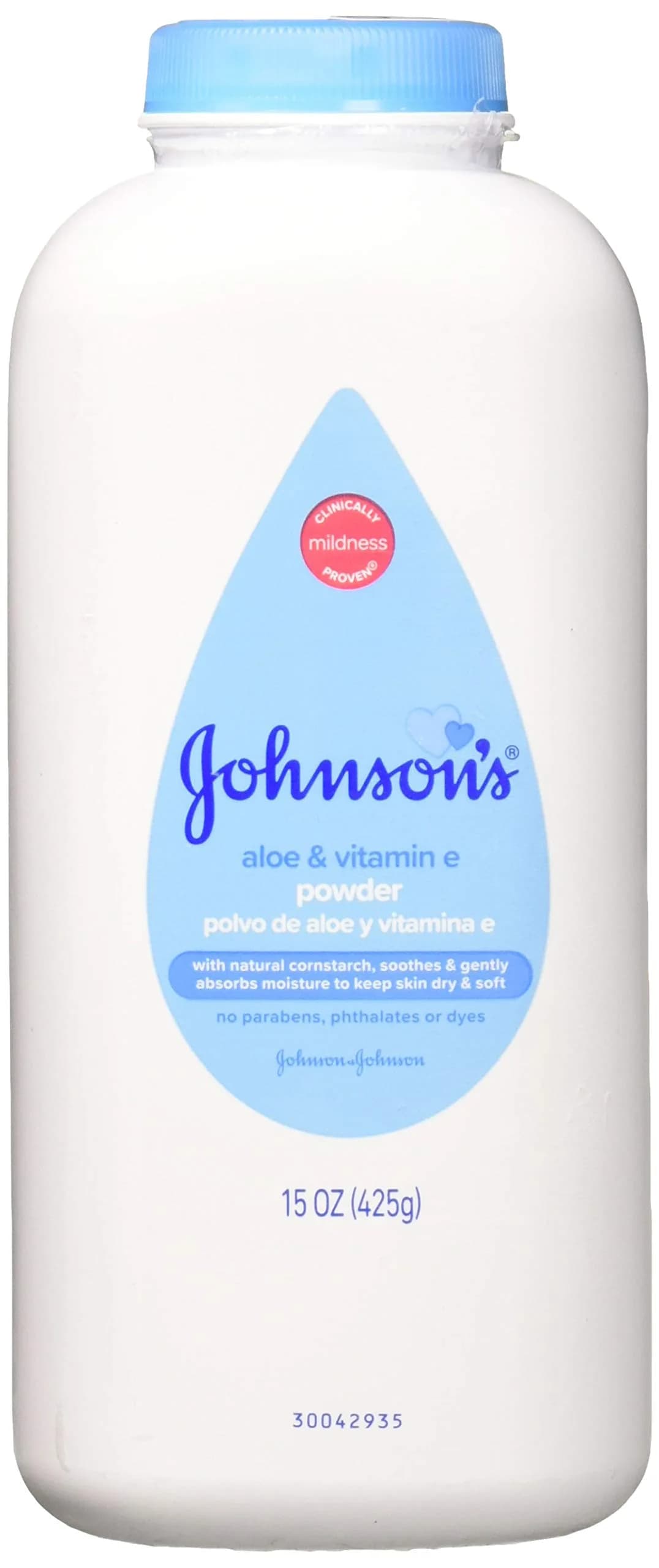 Johnson & Johnson Baby Powder with Aloe Vera & Vitamin-E, 15 oz (6 Pack) | Gently Absorbs Moisture, Keeps Skin Dry & Soft - main product image