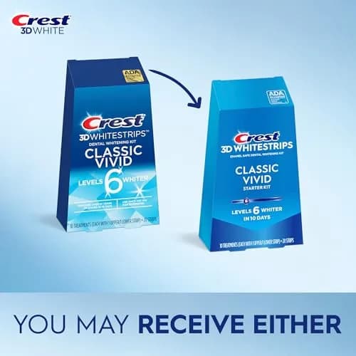 Crest Classic Vivid Teeth Whitening Strips Kit 20 Strips (10 Count Pack) | 6 Levels Whiter in 10 Days thumbnail 2