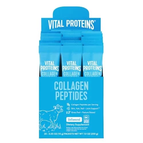 Vital Proteins Collagen Peptides Powder, Unflavored Stick Packs, 20 Count | Supports Hair, Skin & Joints, Travel-Friendly thumbnail 1