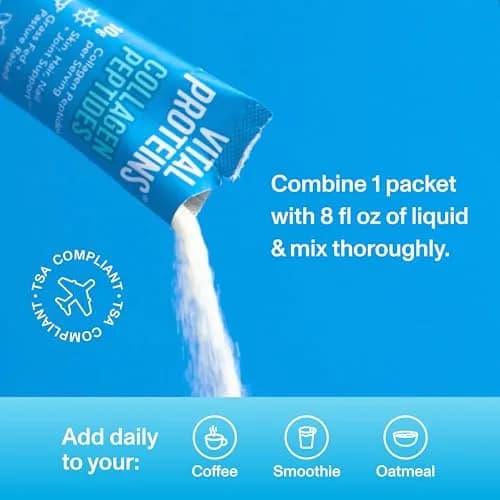 Vital Proteins Collagen Peptides Powder, Unflavored Stick Packs, 20 Count | Supports Hair, Skin & Joints, Travel-Friendly thumbnail 4