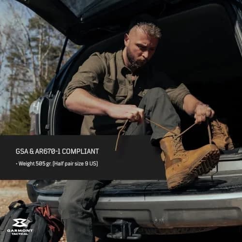 GARMONT TACTICAL T8 NFS 670 Suede Combat Boots, Coyote, Size 6 | Waterproof, Lightweight & Durable thumbnail 5