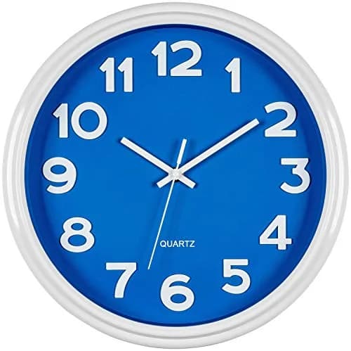 Bernhard Products Blue Wall Clock 12.5 Inch Silent Non-Ticking Modern Stylish Quartz Clocks for Home Kitchen Office Bedroom Boy's Room Nursery Kids School Classroom Battery Operated Easy to Read thumbnail 1