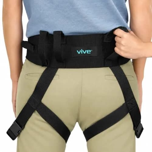 Vive Transfer Belt with Leg Loops & Padded Handles - 52 Inch Adjustable Gait Belt for Patient Lifting & Mobility Support thumbnail 1