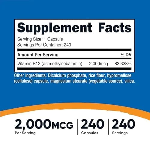 Nutricost Vitamin B12 (Methylcobalamin) 2000mcg | Gluten Free Vegetarian Supplement thumbnail 2
