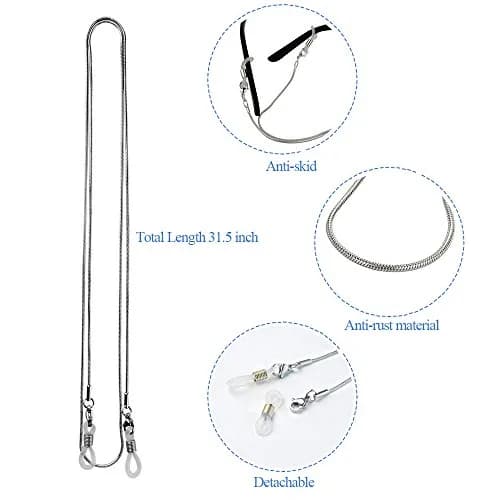 Jmkcoz Stainless Steel Eyeglass Holder Chain 80cm (2.62 ft) | Silver Chain for Neck thumbnail 4