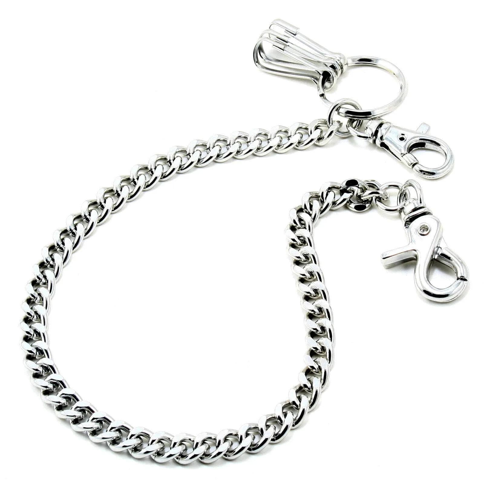 Double K Basic Strong Leash Biker Trucker Key Jean Wallet Chain (17") BLACK CS146 | Heavy Chrome Steel — Silver