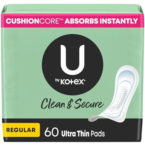 U by Kotex Clean & Secure Ultra Thin Pads Regular Absorbency 60 Count | Dermatologist Tested & Hypoallergenic thumbnail 1