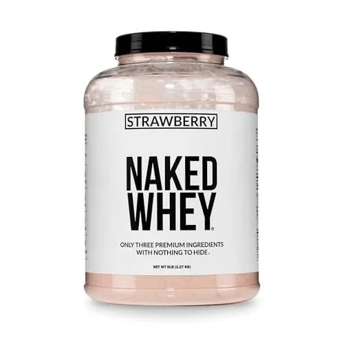 NAKED Strawberry Whey Protein Powder 2.27 kg (5 lb) | All Natural Grass Fed Whey Protein with Dried Strawberries thumbnail 1