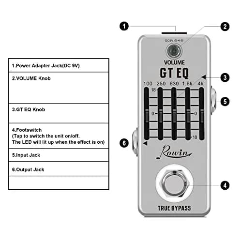 Rowin LEF-317A 5-Band EQ Guitar Pedal | 95mm x 45mm x 48mm thumbnail 2