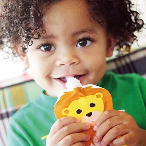 SQUOOSHI Reusable Baby Food Pouches 6 Pack 5oz Assorted Animals | Eco-Friendly, BPA-Free, Travel-Ready thumbnail 2
