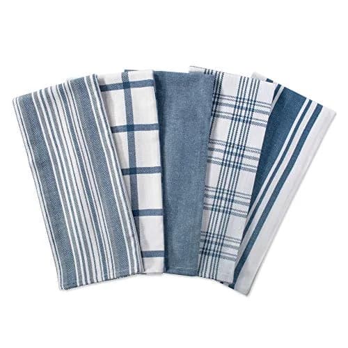 DII Assorted Woven Kitchen Dishtowel Set 18x28" (45.7x71.1 cm) | 5 Piece 100% Cotton Absorbent Lint-Free Towels thumbnail 2