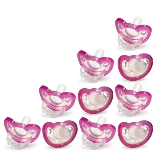 RAZBABY JollyPop Pacifier 2 Pack Pink | Natural Orthodontic Nipple, 3+ Months, USA Made thumbnail 1