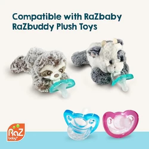 RAZBABY JollyPop Pacifier 2 Pack Pink | Natural Orthodontic Nipple, 3+ Months, USA Made thumbnail 9
