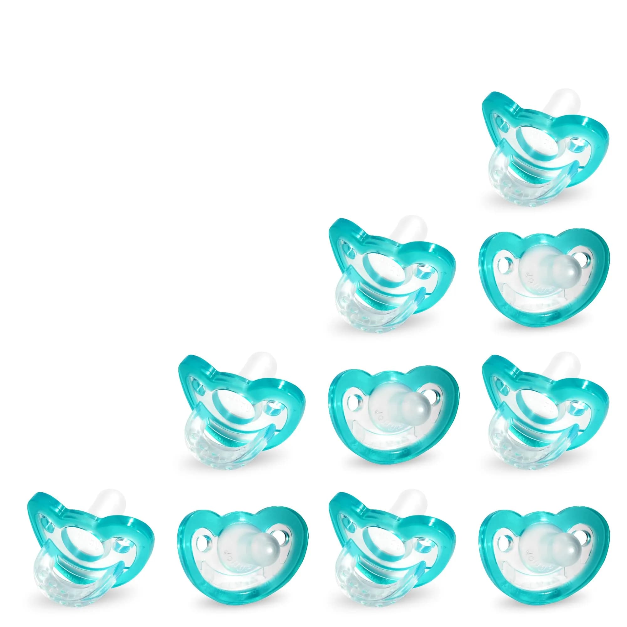 RAZBABY JollyPop Pacifier 2 Pack Pink | Natural Orthodontic Nipple, 3+ Months, USA Made — Teal