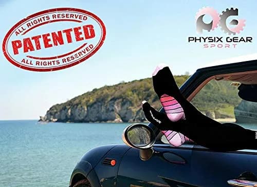 Physix Gear Sport Compression Socks Black/Pink S/M | Graduated Compression for Circulation & Travel thumbnail 2