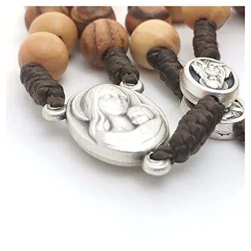 LION OF JUDAH MARKET / Cortina Olive Wood Rosary 15.5in | Holy Soil Christian Gift from Jerusalem thumbnail 4
