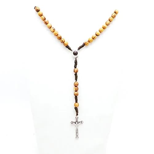 LION OF JUDAH MARKET / Cortina Olive Wood Rosary 15.5in | Holy Soil Christian Gift from Jerusalem thumbnail 6