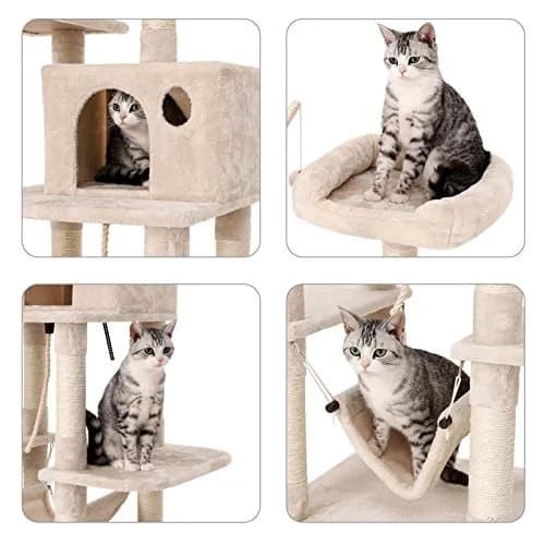 FEANDREA Climbing Tree 154cm | Stable Cat Activity Center with Hammock & Cave thumbnail 4