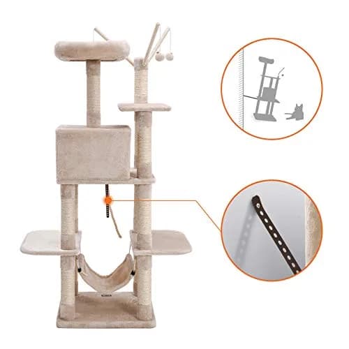 FEANDREA Climbing Tree 154cm | Stable Cat Activity Center with Hammock & Cave thumbnail 5