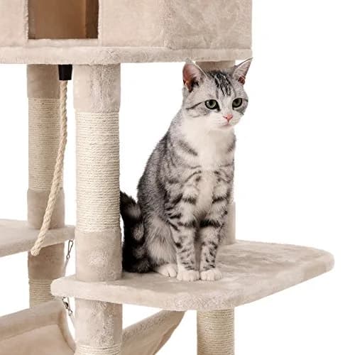FEANDREA Climbing Tree 154cm | Stable Cat Activity Center with Hammock & Cave thumbnail 7