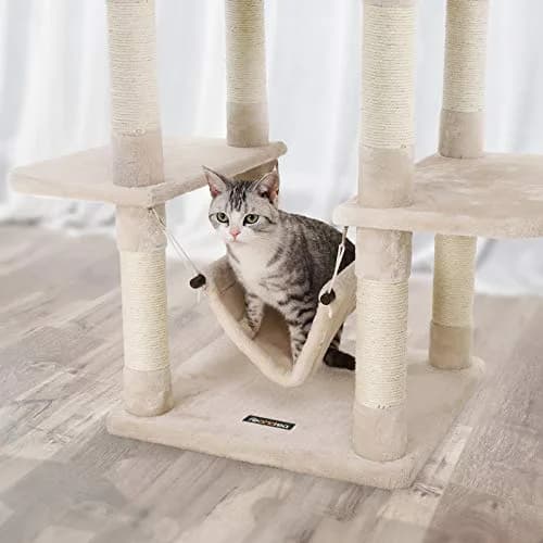 FEANDREA Climbing Tree 154cm | Stable Cat Activity Center with Hammock & Cave thumbnail 8