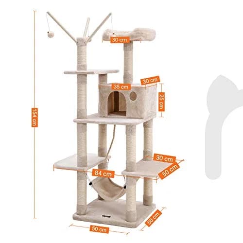 FEANDREA Climbing Tree 154cm | Stable Cat Activity Center with Hammock & Cave thumbnail 3