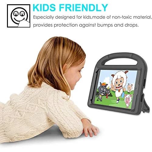 Suplik Kids Case for iPad Mini 1-5 (7.9") | Black EVA Rubber Handle Stand Cover with 2 Screen Protectors thumbnail 5