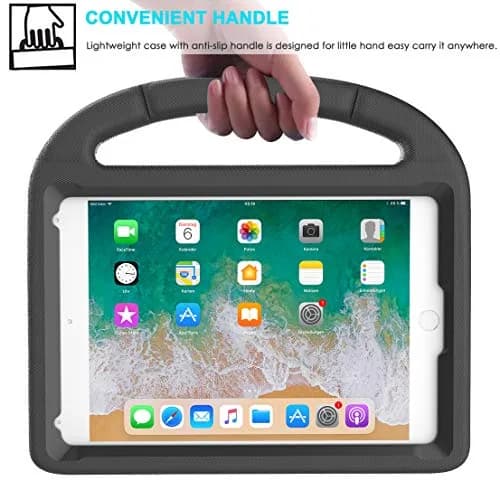 Suplik Kids Case for iPad Mini 1-5 (7.9") | Black EVA Rubber Handle Stand Cover with 2 Screen Protectors thumbnail 7