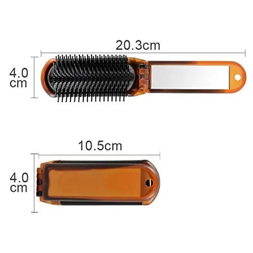 Ancable Folding Hair Brush with Mirror for Women, Mini Portable Detangling Brush 10.5cm (4.1 inches) | Wet & Dry Use thumbnail 5