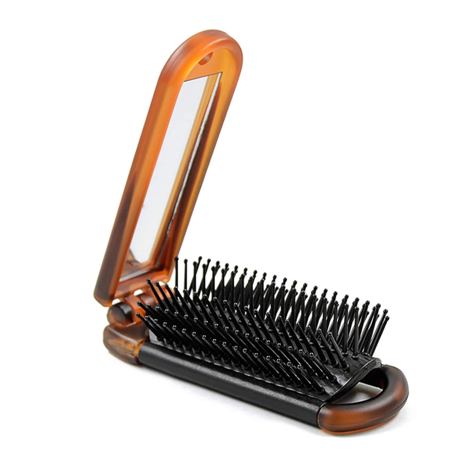 Ancable Folding Hair Brush with Mirror for Women, Mini Portable Detangling Brush 10.5cm (4.1 inches) | Wet & Dry Use - main product image