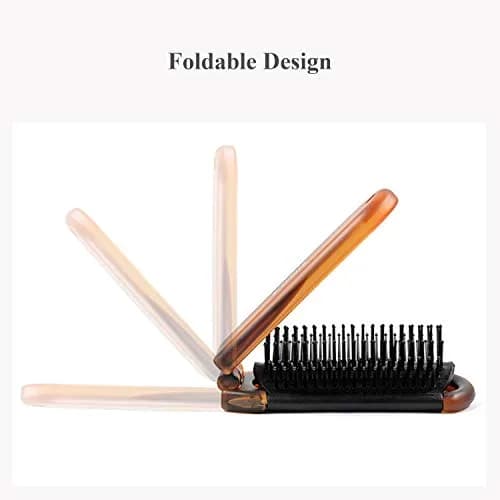 Ancable Folding Hair Brush with Mirror for Women, Mini Portable Detangling Brush 10.5cm (4.1 inches) | Wet & Dry Use thumbnail 2