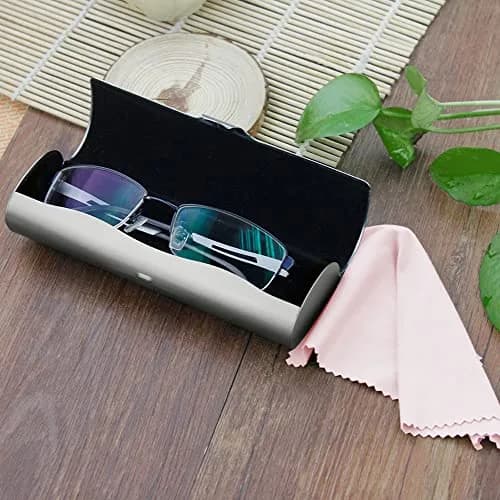 EZESO ESSENTIAL SKINCARE Hard Shell Eyeglass Case | Aluminum Alloy with Suede Lining, Gun Gray (Small) thumbnail 7