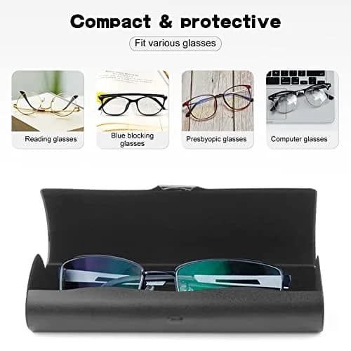 EZESO ESSENTIAL SKINCARE Hard Shell Eyeglass Case | Aluminum Alloy & Suede, Black-Small, 16cm (6.3in) thumbnail 4