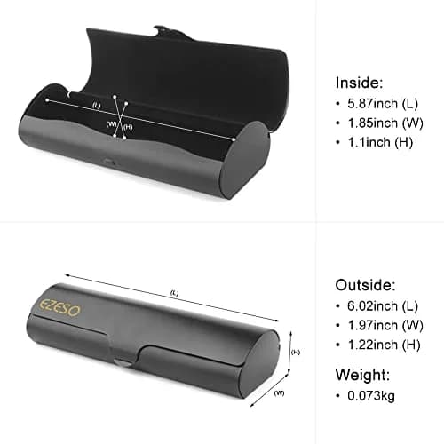 EZESO ESSENTIAL SKINCARE Hard Shell Eyeglass Case | Aluminum Alloy & Suede, Black-Small, 16cm (6.3in) thumbnail 2