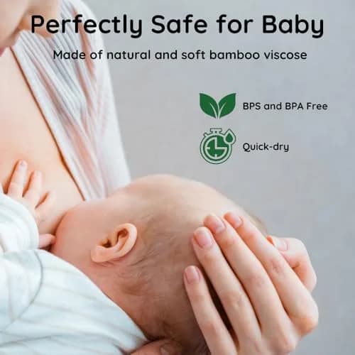 BABY BLISS Organic Bamboo Nursing Pads 14 Washable Breast Pads with Wash Bag | 3-Layer Absorbency for Leak Protection thumbnail 5
