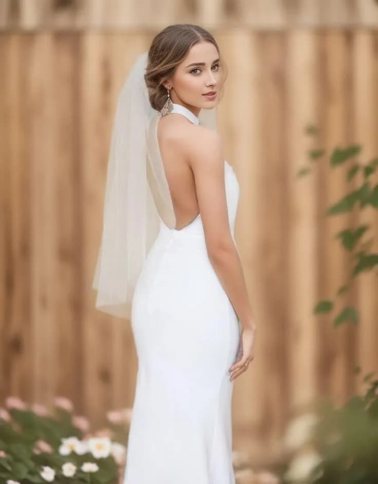 SAMKY Bridal Wedding Veil Light Ivory Fingertip Length 36" | Plain Cut Edge with Metal Comb thumbnail 3