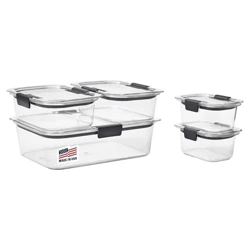Rubbermaid Brilliance Food Storage Containers Set of 5 (10 Pieces) 1.1L (37 fl oz) | Airtight & Leak-Proof for Kitchen Pantry Organization thumbnail 1